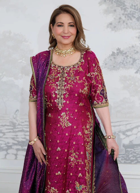 Luxury 3-Piece Formal Magenta Girls Outfit with Gold Embroidery Gold embroidered magenta colored 3-piece girls formal dress