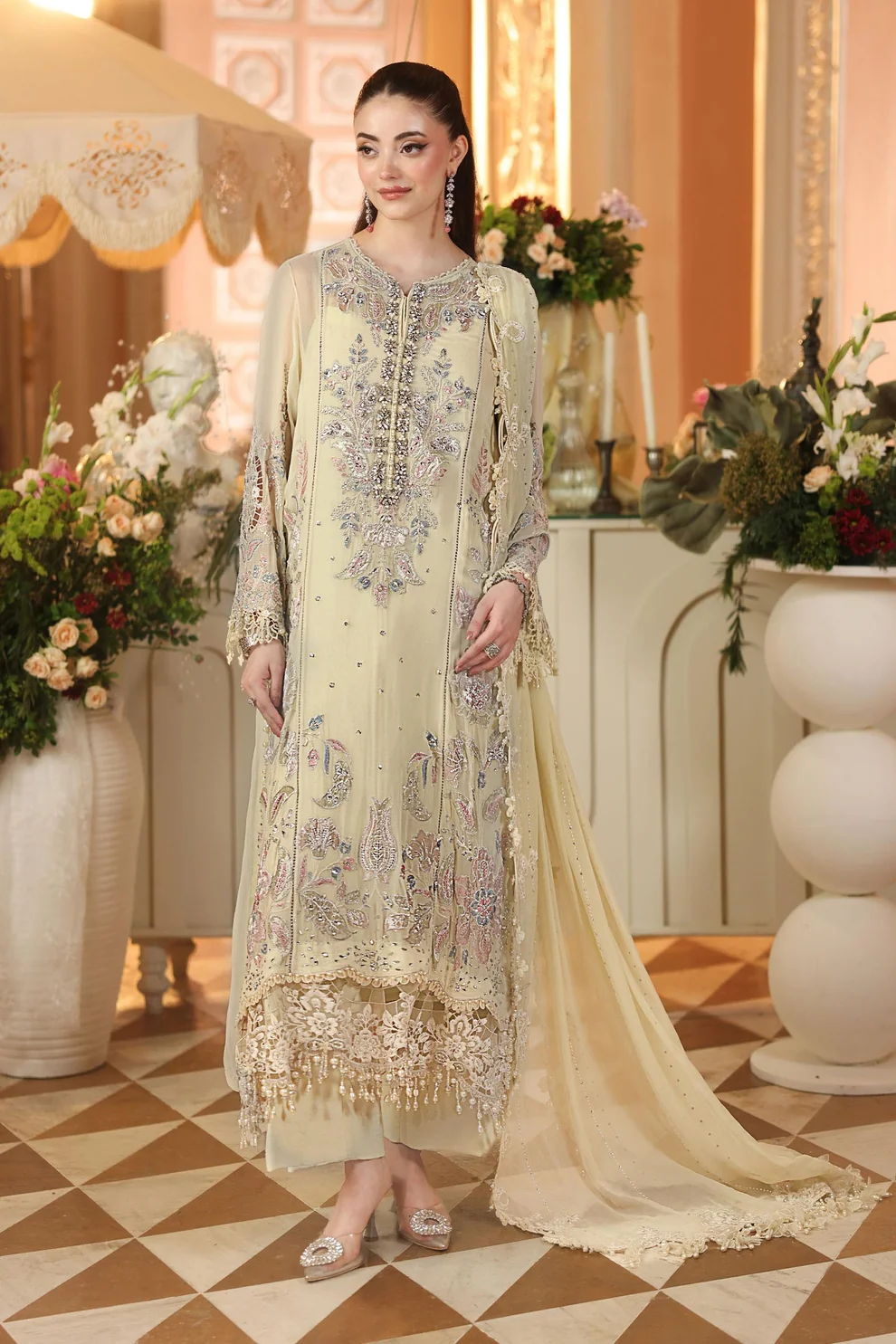Pastel Lemon Embroidered Formal Dress Pastel Lemon Embroidered Formal Dress for Wedding